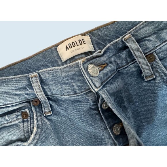 AGOLDE Nico Button Fly Hi Rise Raw Hem Straight Leg Jean Size 28 - Picture 6 of 8